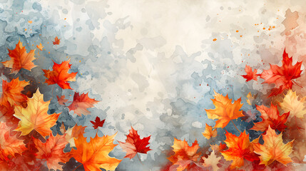 Autumn Background: Watercolor Maple Leaves Border Leaves






