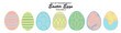 A series of isolated decorations for Easter day in cute hand drawn style. Easter Eggs in colorful pastel colors on transparent background. Elements for coloring book or festival design. Volume 3.