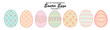 A series of isolated decorations for Easter day in cute hand drawn style. Easter Eggs in colorful pastel colors on transparent background. Elements for coloring book or festival design. Volume 5.