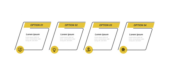 Aufkleber - Design template infographic vector with 4 step process or option suitable for web presentation and business information