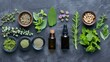 Healing herbs collection and essential oils