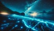 Bioluminescent Coastline Night Generative AI