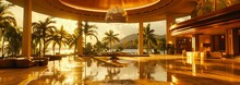 Idyllic Tropical Resort Overlooking The Ocean, Embodying Paradise And Luxury