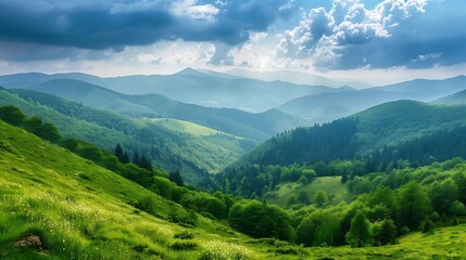 Wall Mural - Green mountains of Carpathians