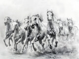 Fototapeta Konie - painting horse wall art, a symbol of progress and strength.