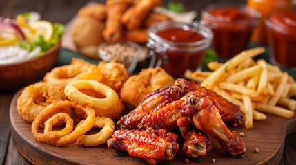 Wall Mural - grilled chicken wings and fingerfood