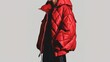 A cropped puffer winter down coat for women, showcasing an oversized quilting design in a vector mockup template