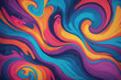 Abstract colorful background with waves, psychedelic background, swirl wavy wild imagination, smooth colorful background