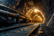 An underground tunnel with tracks for the removal of coal or other minerals mined underground

