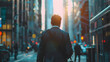 © Michael - Businessman walking on urban street at sunset