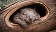 A Sleepy Wombat Snuggled Up In A Tree Hollow Upscaled 4