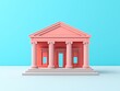 a pink building with columns