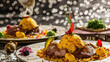 Professional food photography, natural lighting,cinematic, Syrian and Turkish food meet 