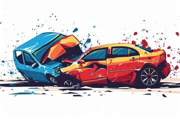 icon of two car crash on white background