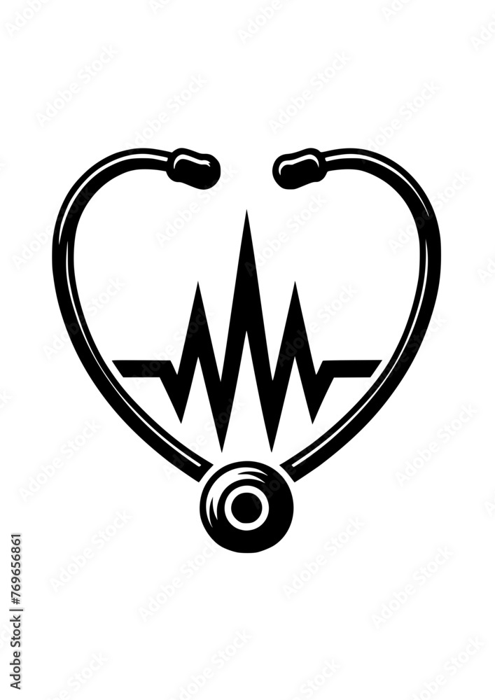 Image vectorielle Stock Stethoscope Heart Rhythm SVG, Medical Svg ...