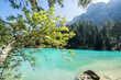 Turquoise lake Braies in the heart of the Dolomites, Italy