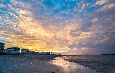 Wall Mural - Sunset on the Rimini beach, Italy