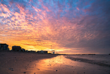 Wall Mural - Sunset on the Rimini beach, Italy