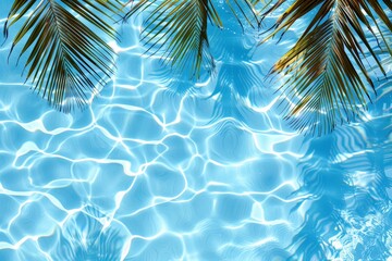 Wall Mural - A majestic palm tree is reflected in the serene surface of a pool of water, creating a mesmerizing and peaceful scene