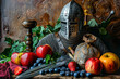Vitamin C as a knight, wielding a shield against infections and an antioxidant sword, in a battle against free radicals