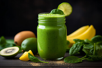 Sticker - AI generated picture of green smoothie healthy nutrition food detox rich in vitamins