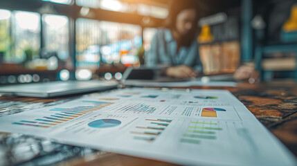 Business team collaboration discussing working analyzing with financial data and marketing growth report graph in team, presentation and brainstorming to strategy planning making profit of company.