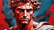 greek god apollo portrait red theme oil pallet knife paint painting on canvas with large brush strokes modern art illustration from Generative AI