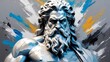 greek god zeus portrait silver theme oil pallet knife paint painting on canvas with large brush strokes modern art illustration from Generative AI