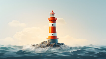 Poster - Lighthouse sea icon 3d