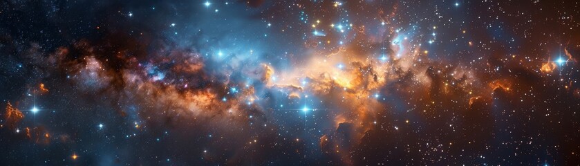 Wall Mural - Glowing constellations illuminate the vast expanse of the cosmos. Cosmic panorama filled with celestial beauty and wonder. Glimpse of infinity.