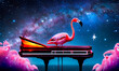 Animals in a stellar and fantastic universe. flamingos