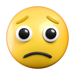 Poster - Worried Face emoji, face with open eyes and a broad frown, emoticon 3d rendering