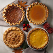 A variety of four holiday pies. 