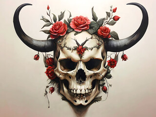 Mexican Floral Skull, Calavera Day Of The Death Celebration, Sugar Skull Styled Design, 300DPI/PPI High Resolution