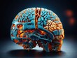 Radiographic image of the anatomy of the brain. Abstract illustration