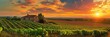 Bordeaux Wine Delight: A Captivating Sunset Landscape of Vineyards in France's Countryside