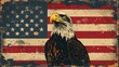 Eagle on American flag background, US National symbol, freedom concept