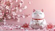 Japanese Lucky Cat with Japanese Theme Background