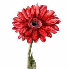 Watercolor lavender gerbera flower on white background