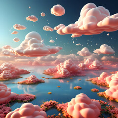 Wall Mural - Beautiful sky background With soft and fluffy clouds