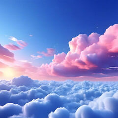 Wall Mural - Beautiful sky background With soft and fluffy clouds