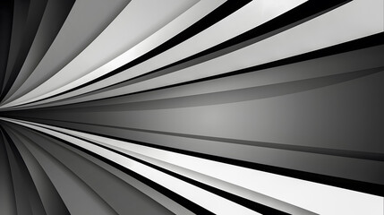 Abstract geometric design of converging black and white lines creating a tunnel effect.