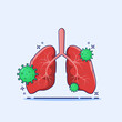 Virus in lung concept cartoon vector illustration. Lung infected by bacteria virus