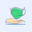 Health care concept cartoon vector illustration. Giving face mask to protect from virus