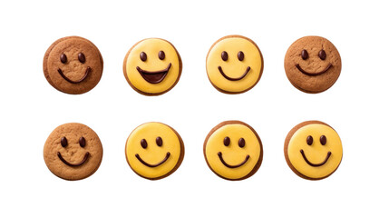 Smiley cookies isolated on transparent a white background 