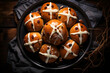 Cornmeal Hot Cross Buns, Sweet and spiced buns with a cornmeal twist and cross shaped icing