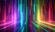 3d animation, abstract neon background with vertical lines, glowing colorful spectrum, Generative AI 