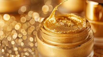 Gold and luxury skin treatment, representing the opulence and effectiveness of gold-infused skincare