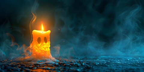 Poster - Passing the Light A Glowing Candle Flame Sharing Its Warmth and Radiance in a Mystical Atmosphere