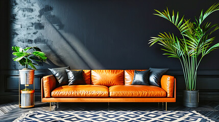 Wall Mural - Scandinavian Elegance in a Modern Living Room with Chic Sofa, Bright Decor, and Stylish Comfort